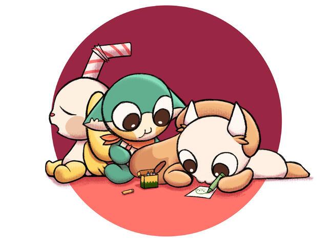 A fan art submission for Art Fight 2025 of user caffeinehug's original characters