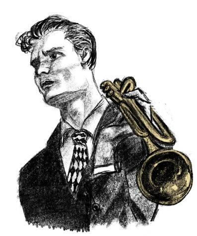 A digital illustration of Chet Baker