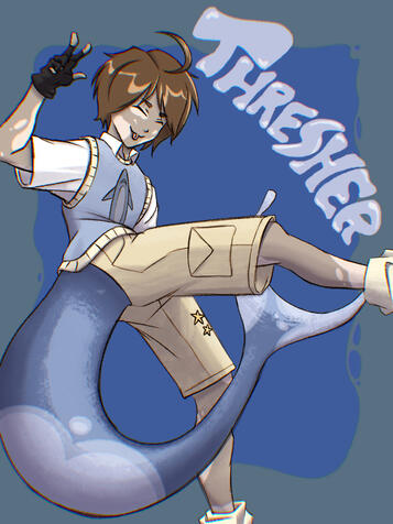 A fan art submission for Art Fight 2025 of user asherrstarred's original character, Thresher