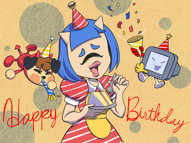 A birthday gift for my friend featuring their persona and our mascots